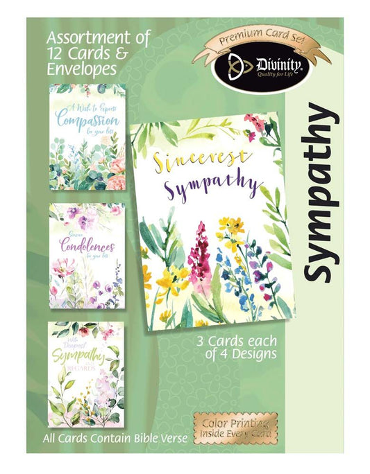 Boxed Cards: Sympathy-Watercolor Flowers by Divinity Boutique