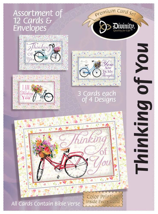 Boxed Cards: Thinking Of You-Bicycles & Flowers by Divinity Boutique